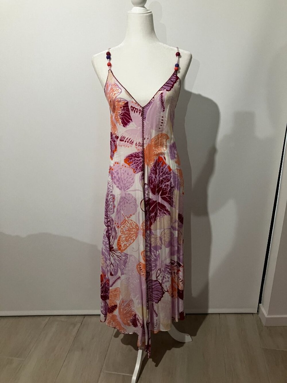 Poupette St. Barth Bessie Floral Print Maxi Dress Pink Macro Sz S - Picture 3 of 11
